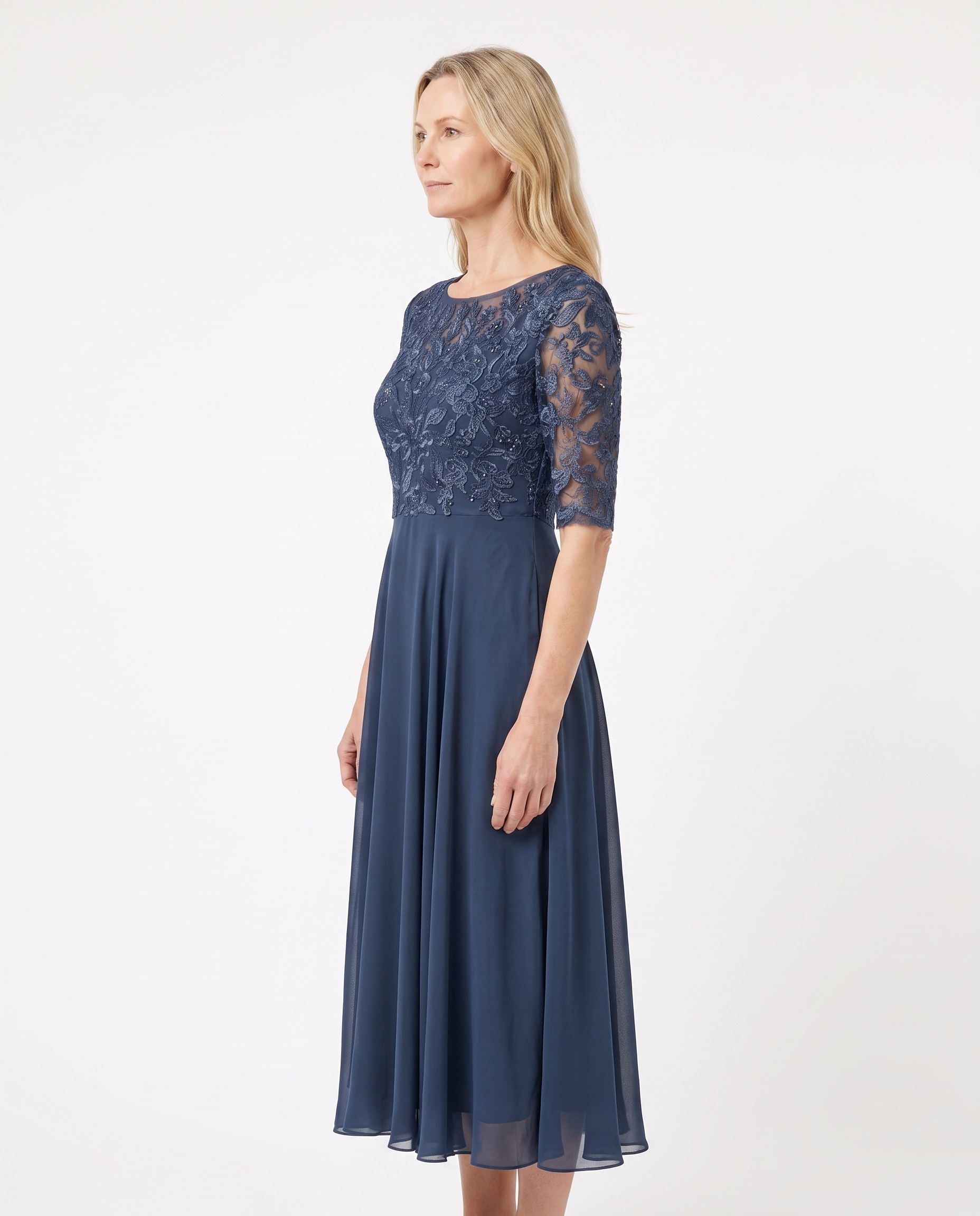 Christina | Elegant Chiffon Midi Dress - Solfae