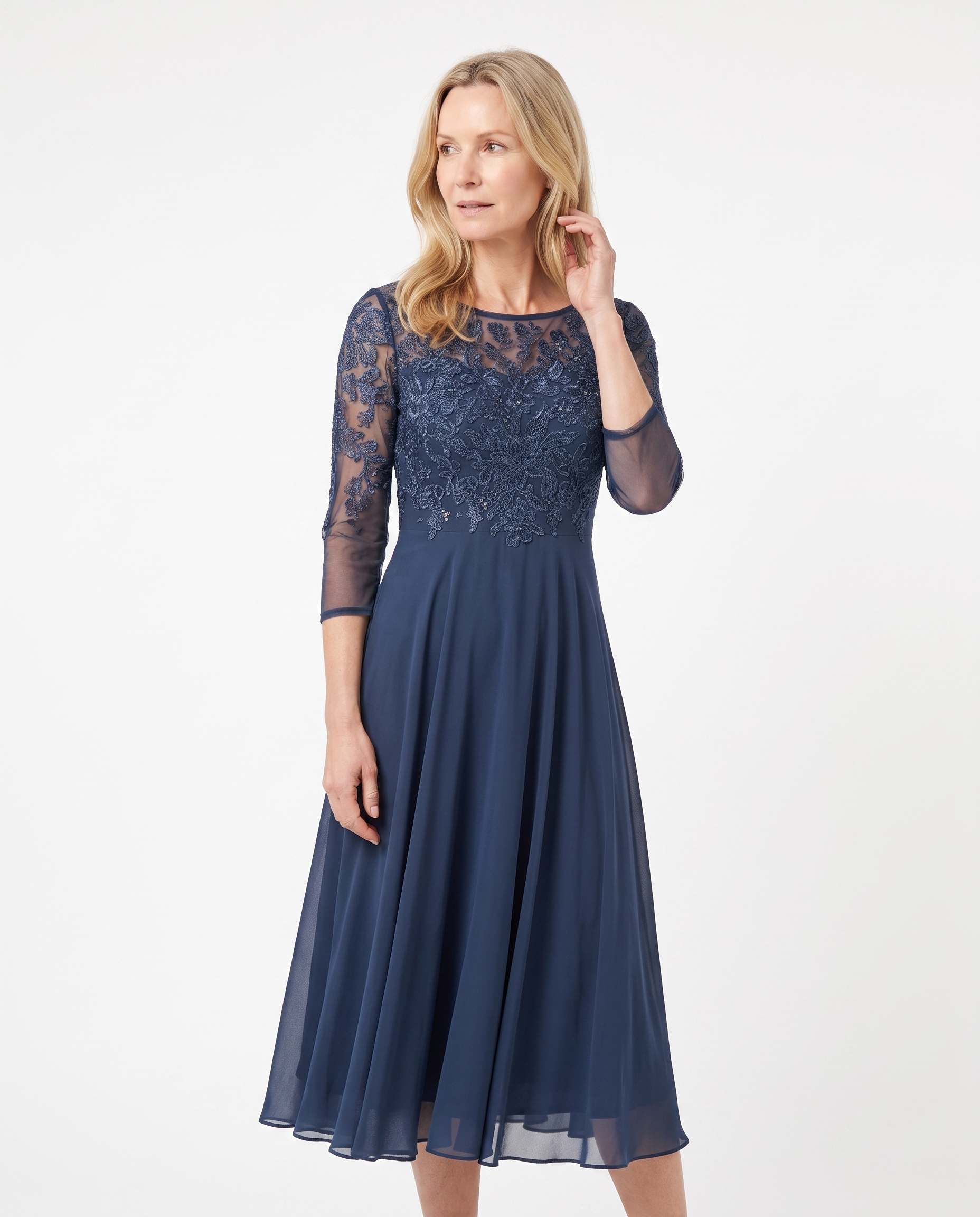 Christina | Elegant Chiffon Midi Dress - Solfae