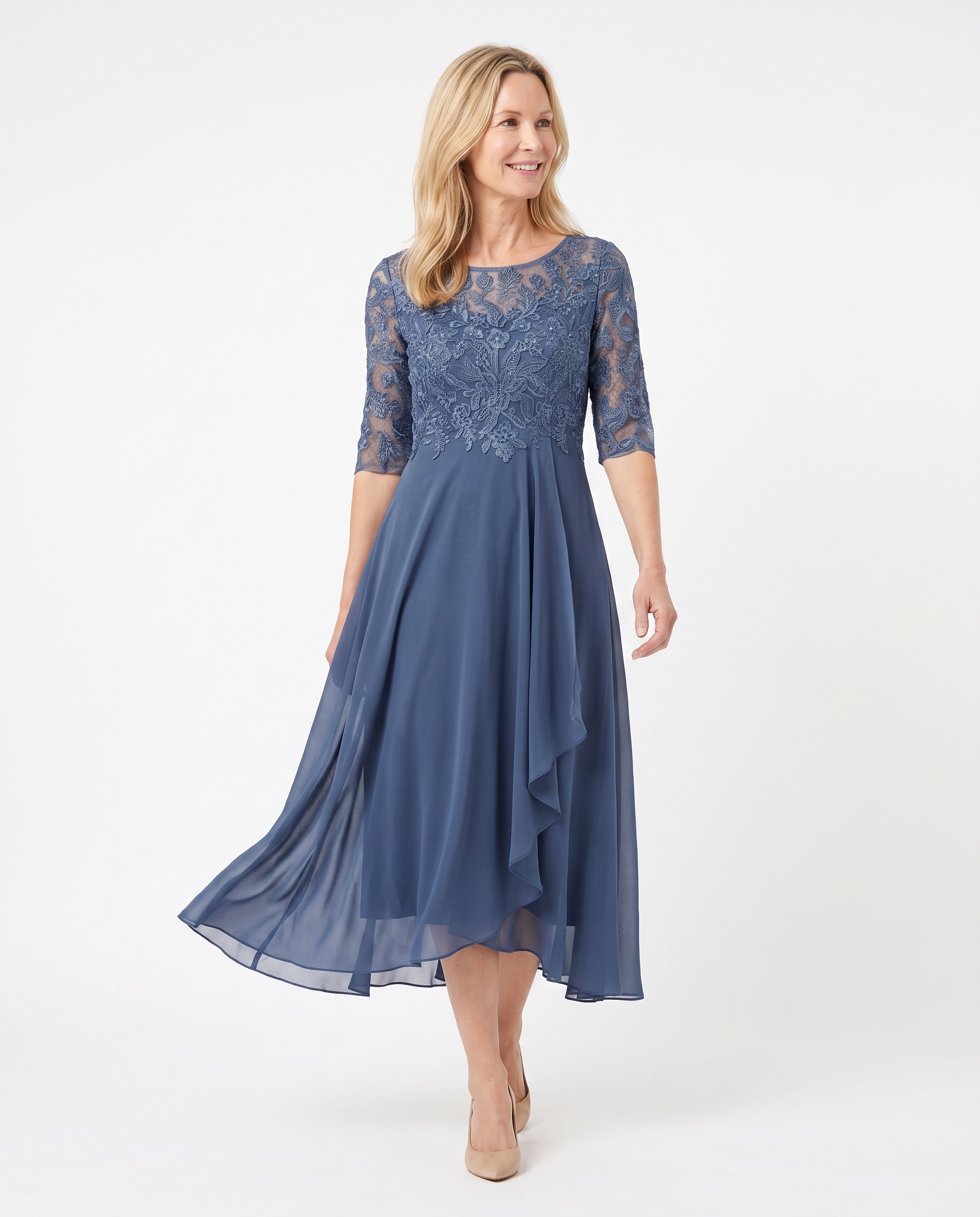 Christina | Elegant Chiffon Midi Dress - Solfae