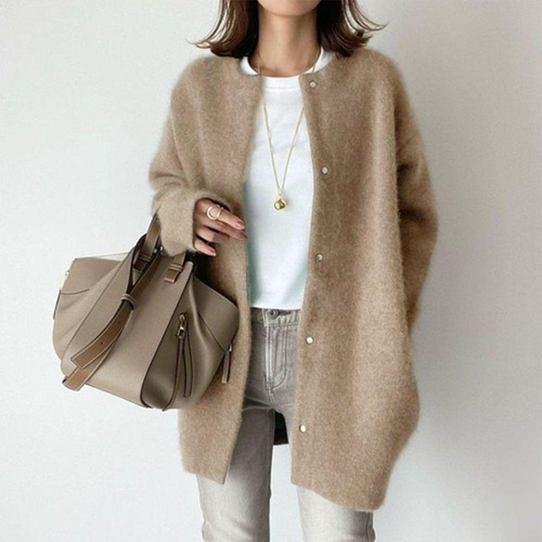 Christina | Elegant Fuzzy Longline Cardigan - Solfae