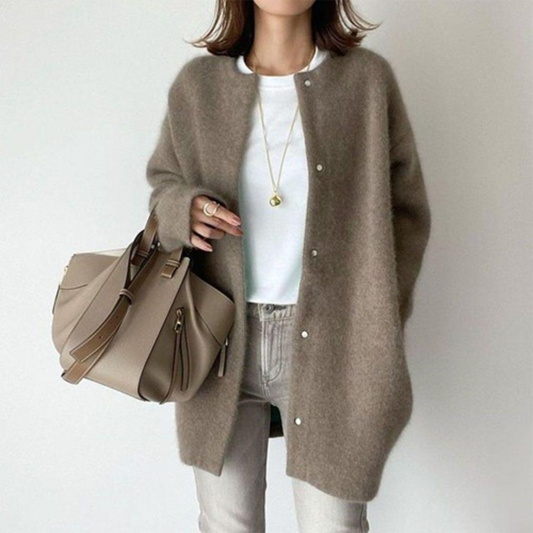 Christina | Elegant Fuzzy Longline Cardigan - Solfae