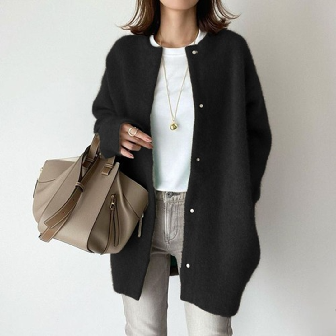 Christina | Elegant Fuzzy Longline Cardigan - Solfae