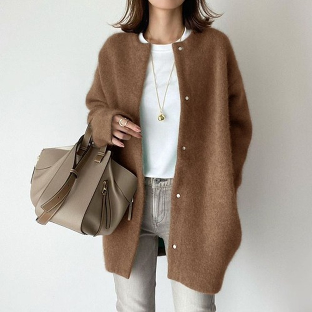 Christina | Elegant Fuzzy Longline Cardigan - Solfae