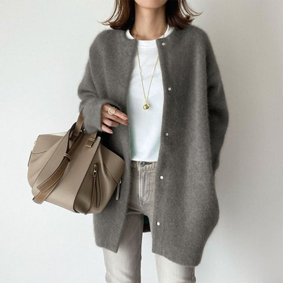 Christina | Elegant Fuzzy Longline Cardigan - Solfae
