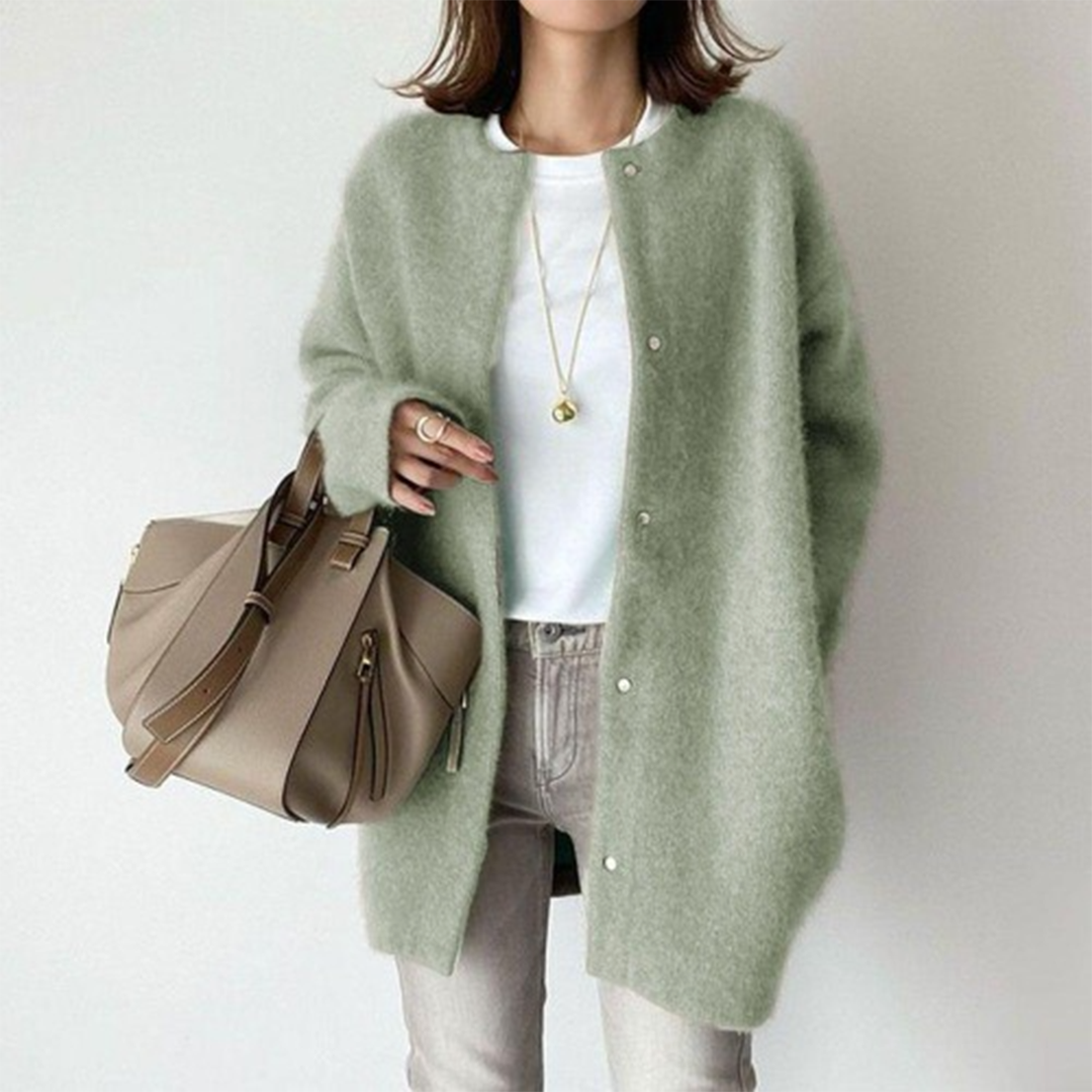 Christina | Elegant Fuzzy Longline Cardigan - Solfae