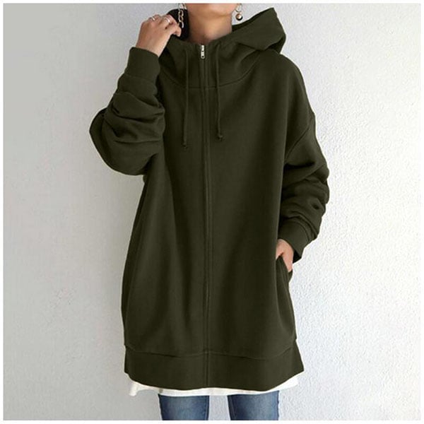Christina | Elegant Hooded Zip Cardigan - Solfae