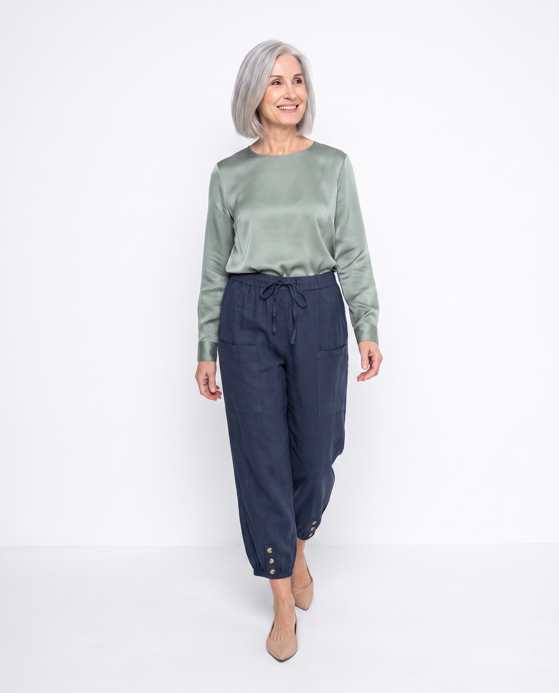 Christina | Elegant Linen Cuffed Pants - Solfae