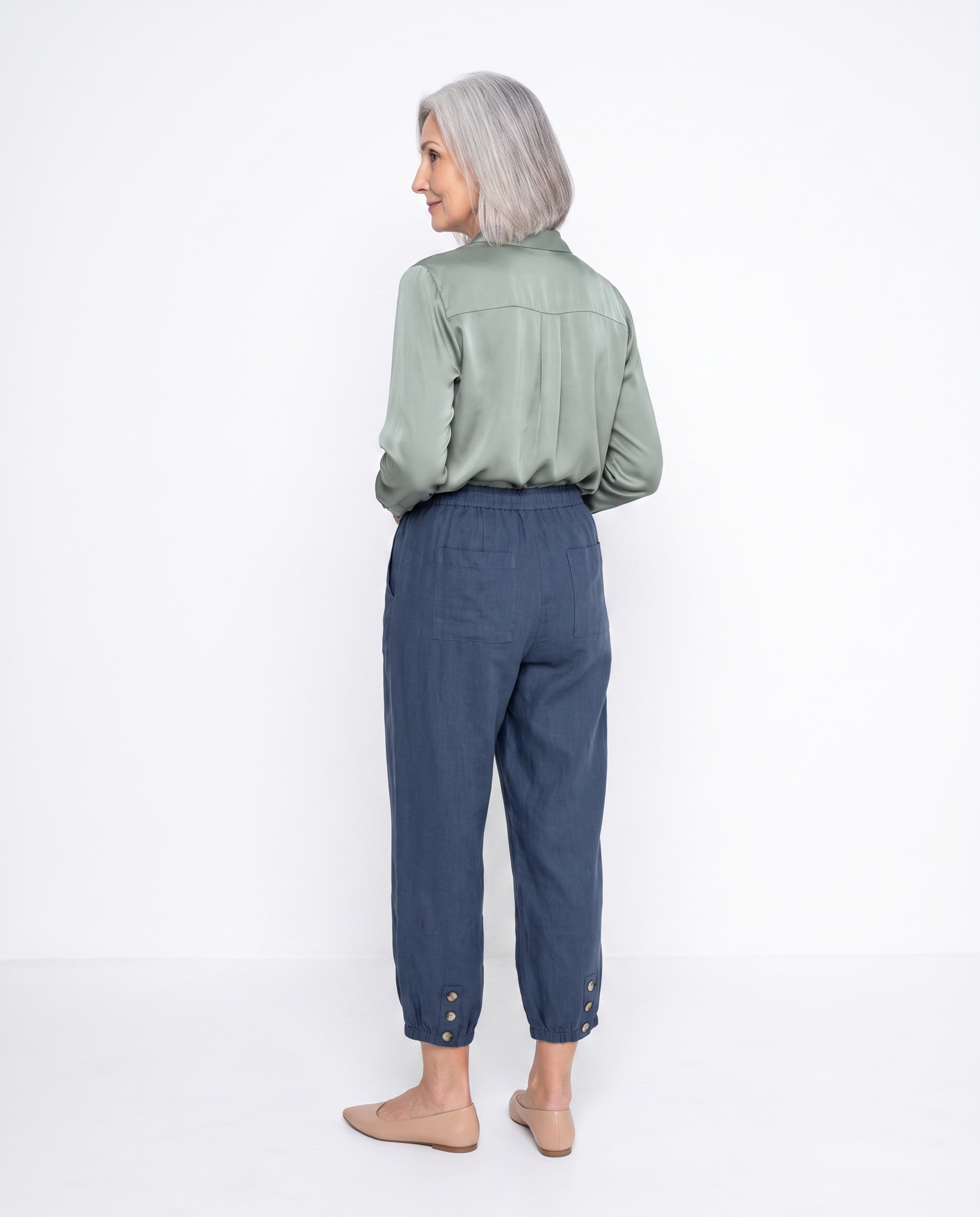 Christina | Elegant Linen Cuffed Pants - Solfae