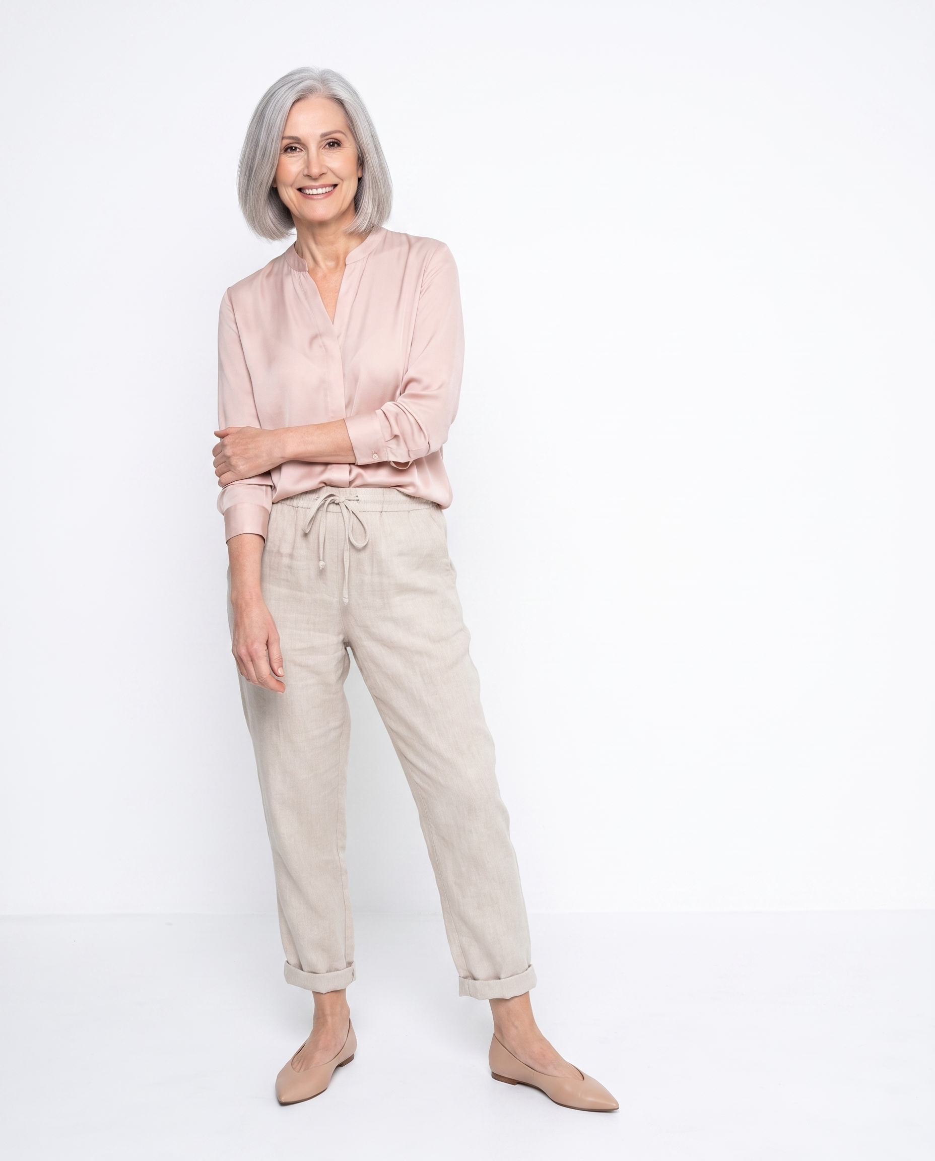 Christina | Relaxed Linen Cuffed Pants - Solfae