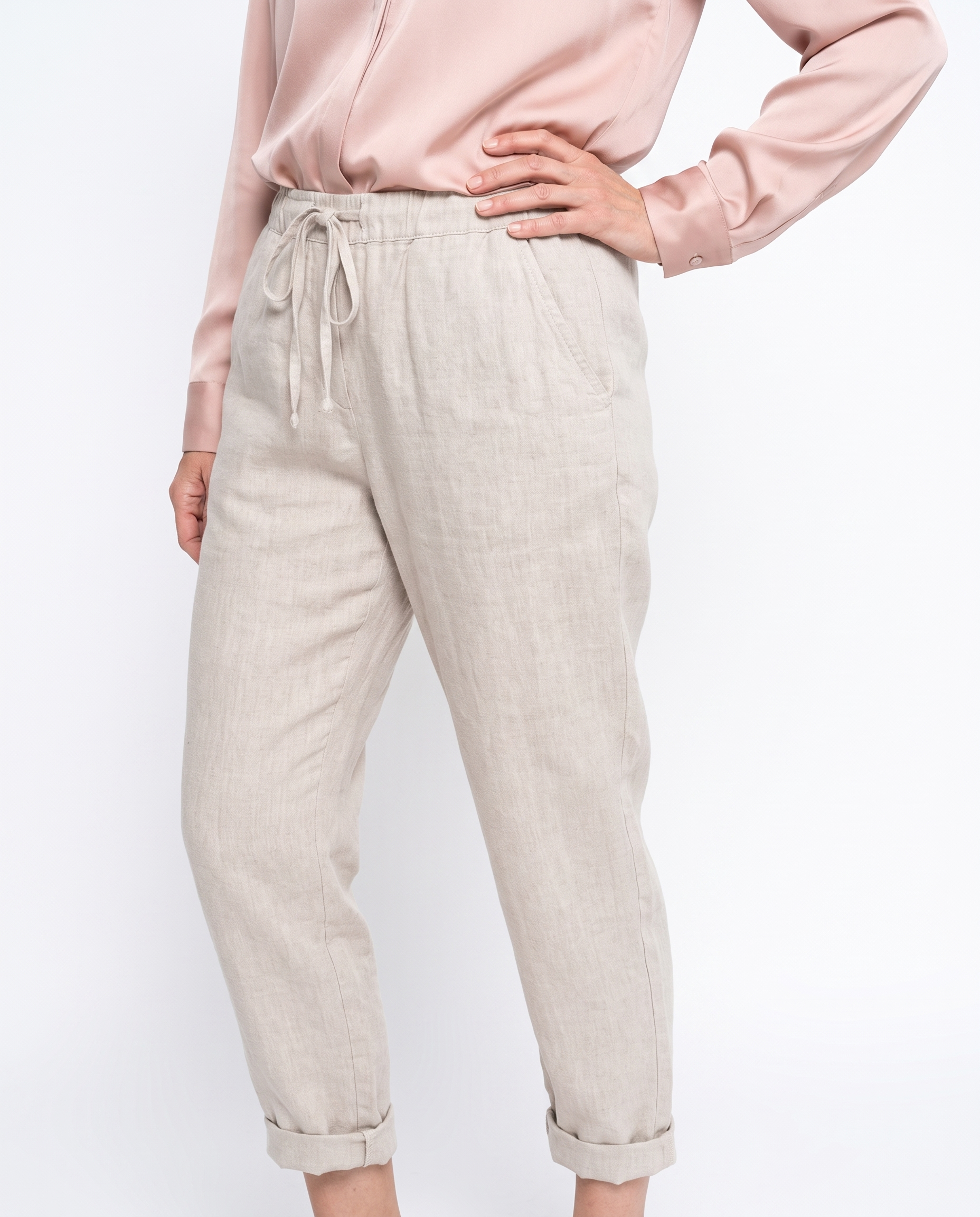 Christina | Relaxed Linen Cuffed Pants - Solfae
