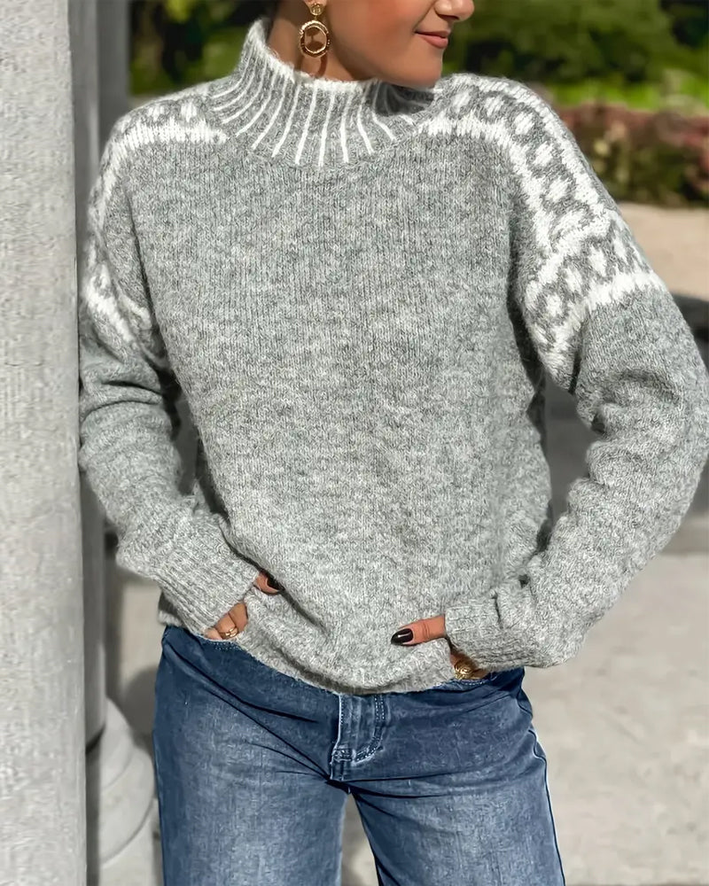 Christina | Stylish Leopard Mock-Neck Sweater - Solfae