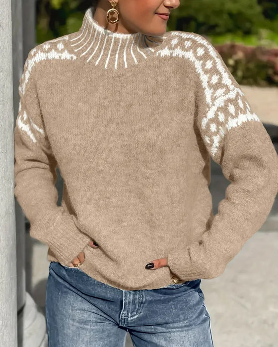 Christina | Stylish Leopard Mock-Neck Sweater - Solfae