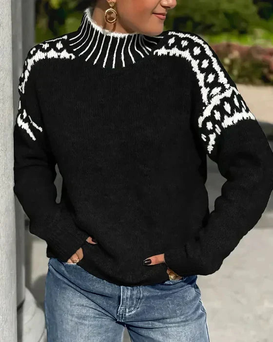 Christina | Stylish Leopard Mock-Neck Sweater - Solfae
