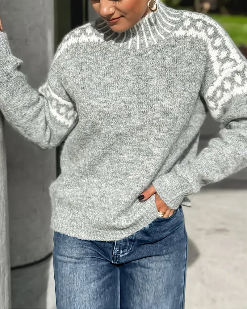 Christina | Stylish Leopard Mock-Neck Sweater - Solfae