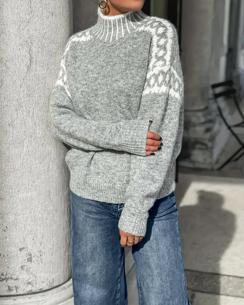 Christina | Stylish Leopard Mock-Neck Sweater - Solfae