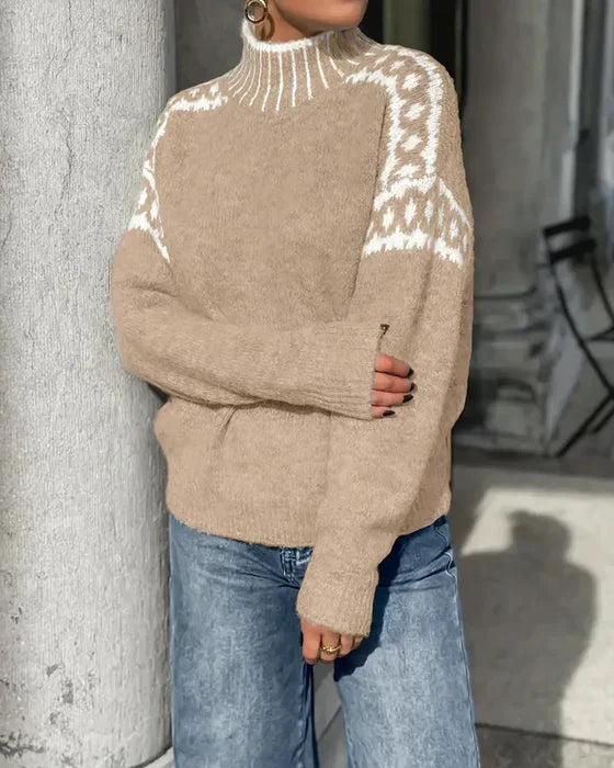 Christina | Stylish Leopard Mock-Neck Sweater - Solfae