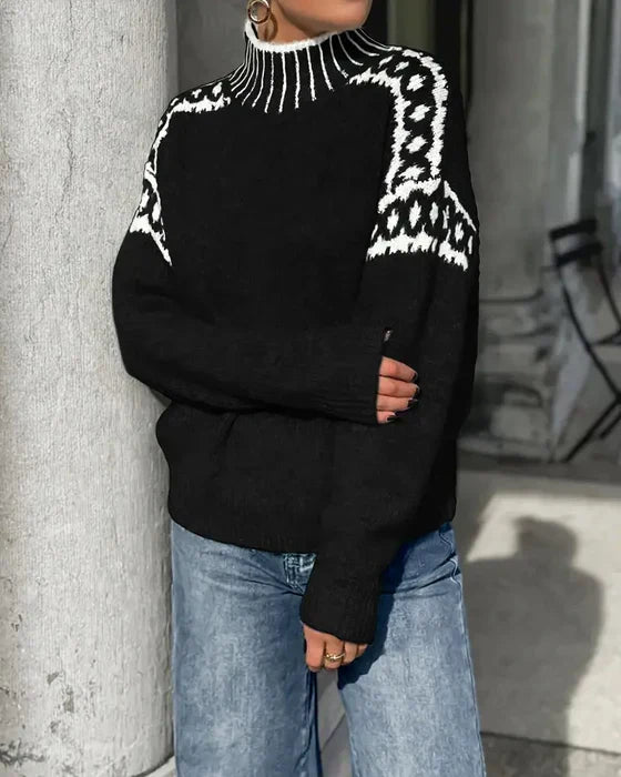 Christina | Stylish Leopard Mock-Neck Sweater - Solfae