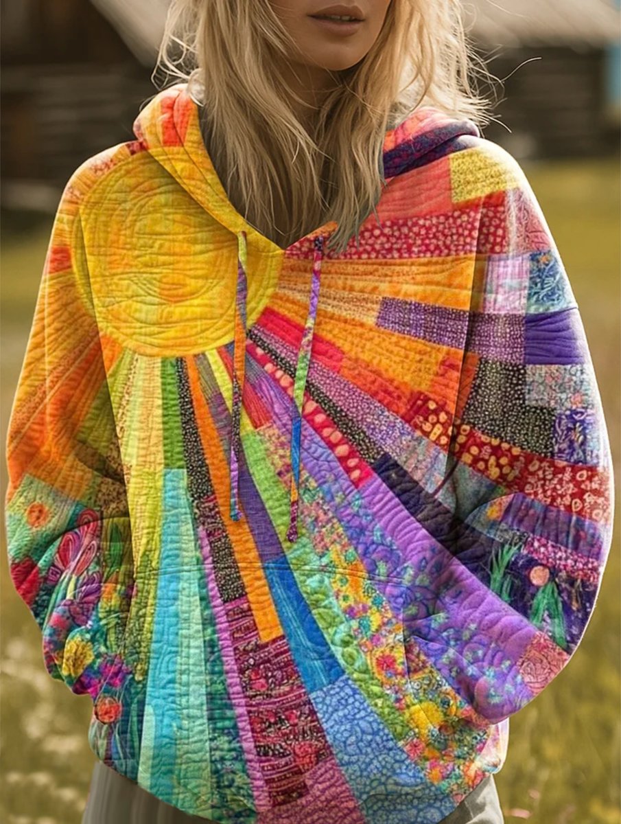 Christina | Stylish Patchwork Pullover Hoodie - Solfae