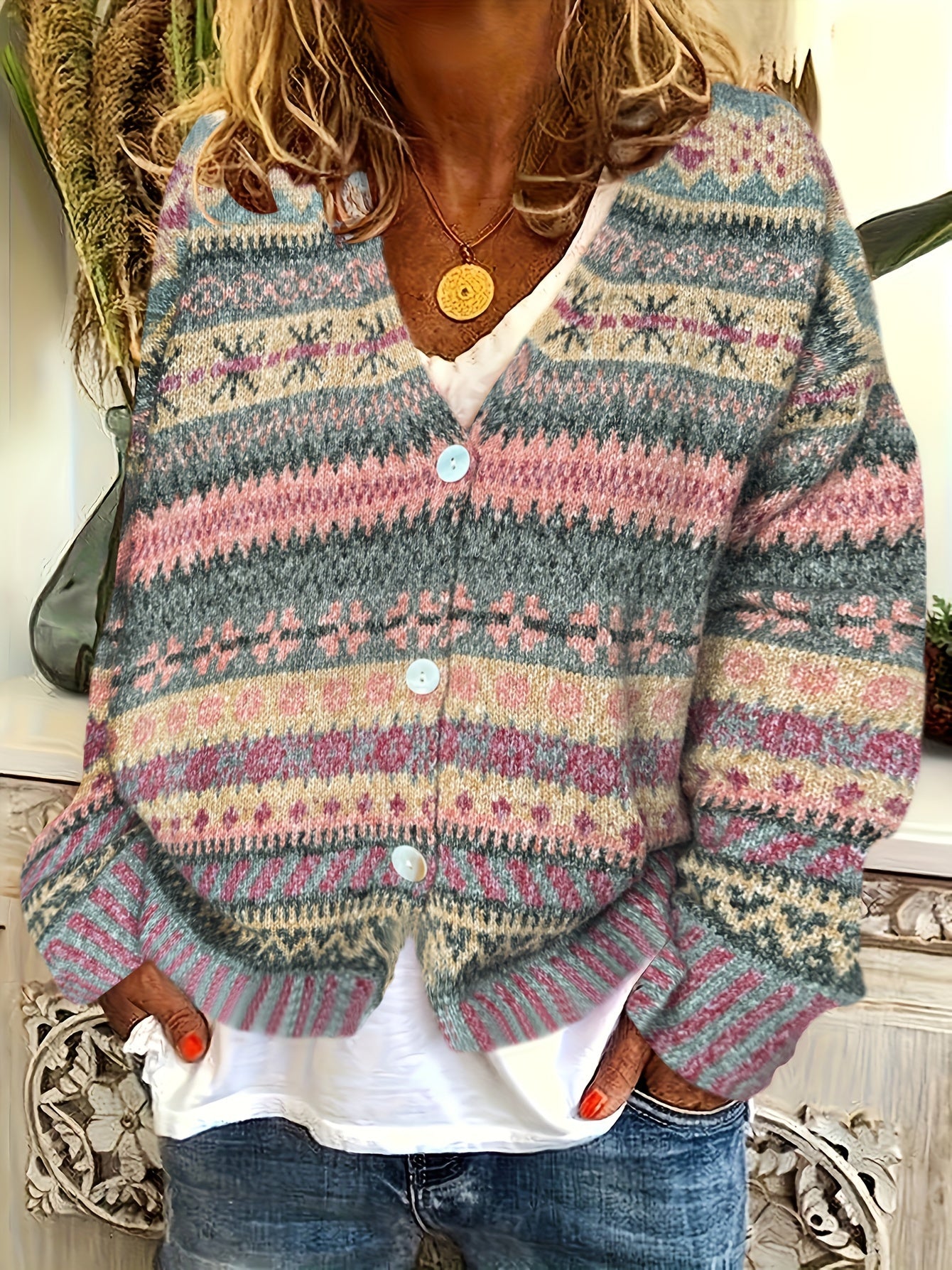 Christina | Vintage Isle Knit Cardigan - Solfae