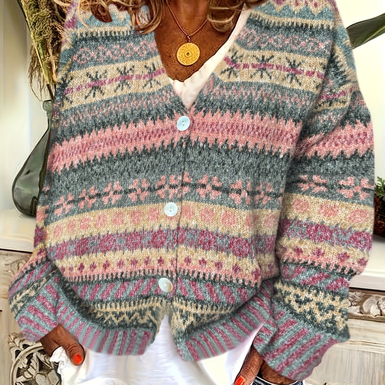 Christina | Vintage Isle Knit Cardigan - Solfae