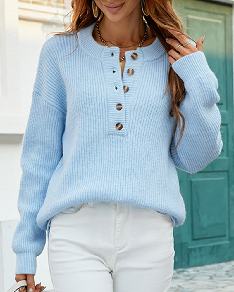 Christine | Elegant Button Knit Sweater - Solfae
