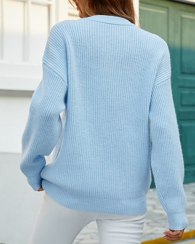 Christine | Elegant Button Knit Sweater - Solfae