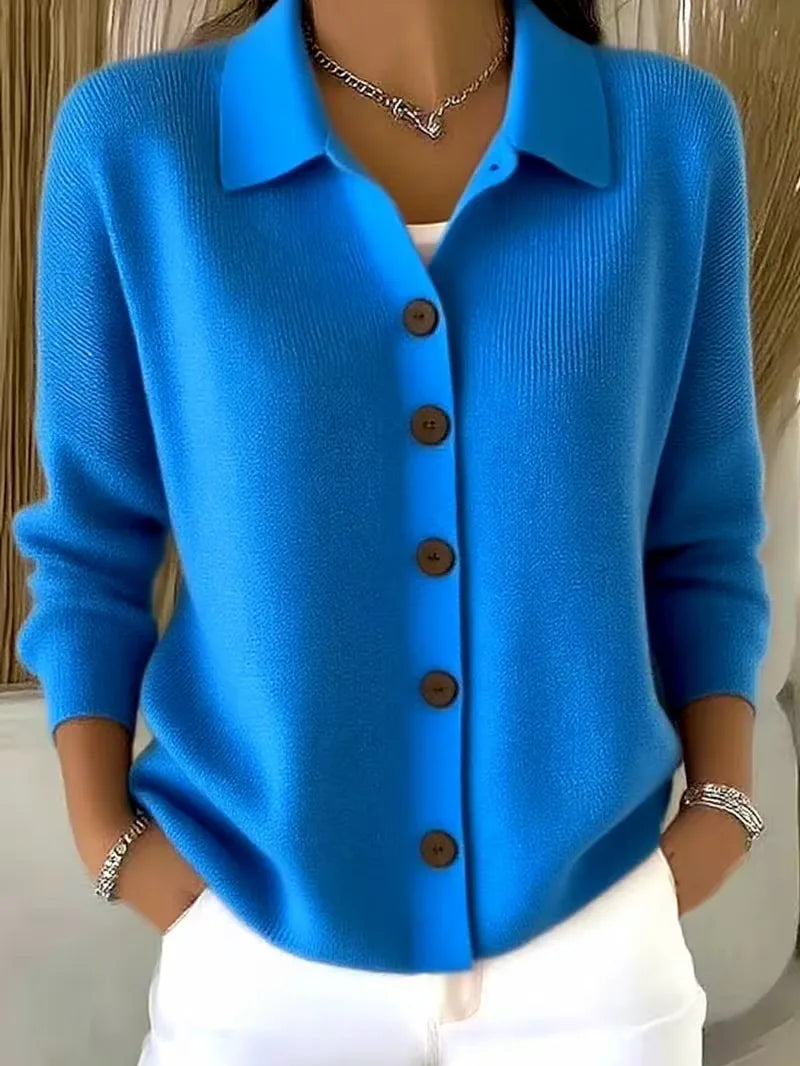 Christine | Elegant Collared Button Cardigan - Solfae