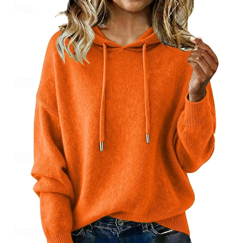 Christine | Elegant Hooded Drawstring Sweater - Solfae
