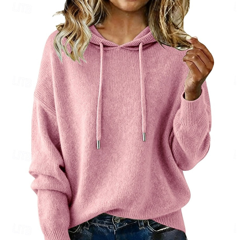 Christine | Elegant Hooded Drawstring Sweater - Solfae
