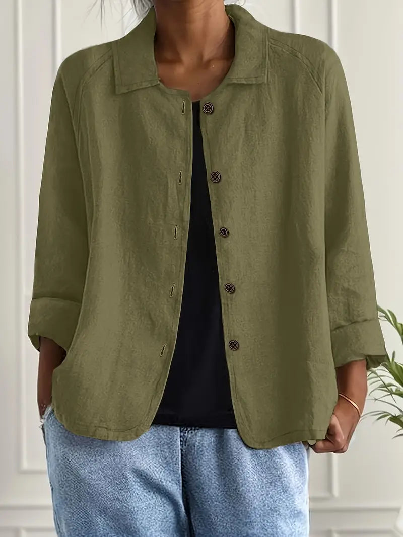 Danielle | Classic Button-Up Linen Jacket - Solfae