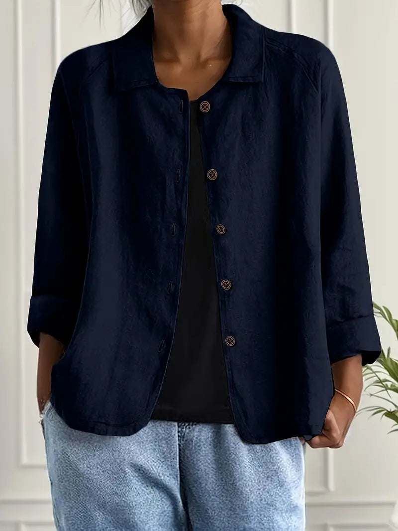 Danielle | Classic Button-Up Linen Jacket - Solfae