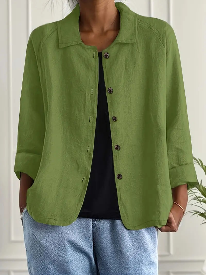 Danielle | Classic Button-Up Linen Jacket - Solfae
