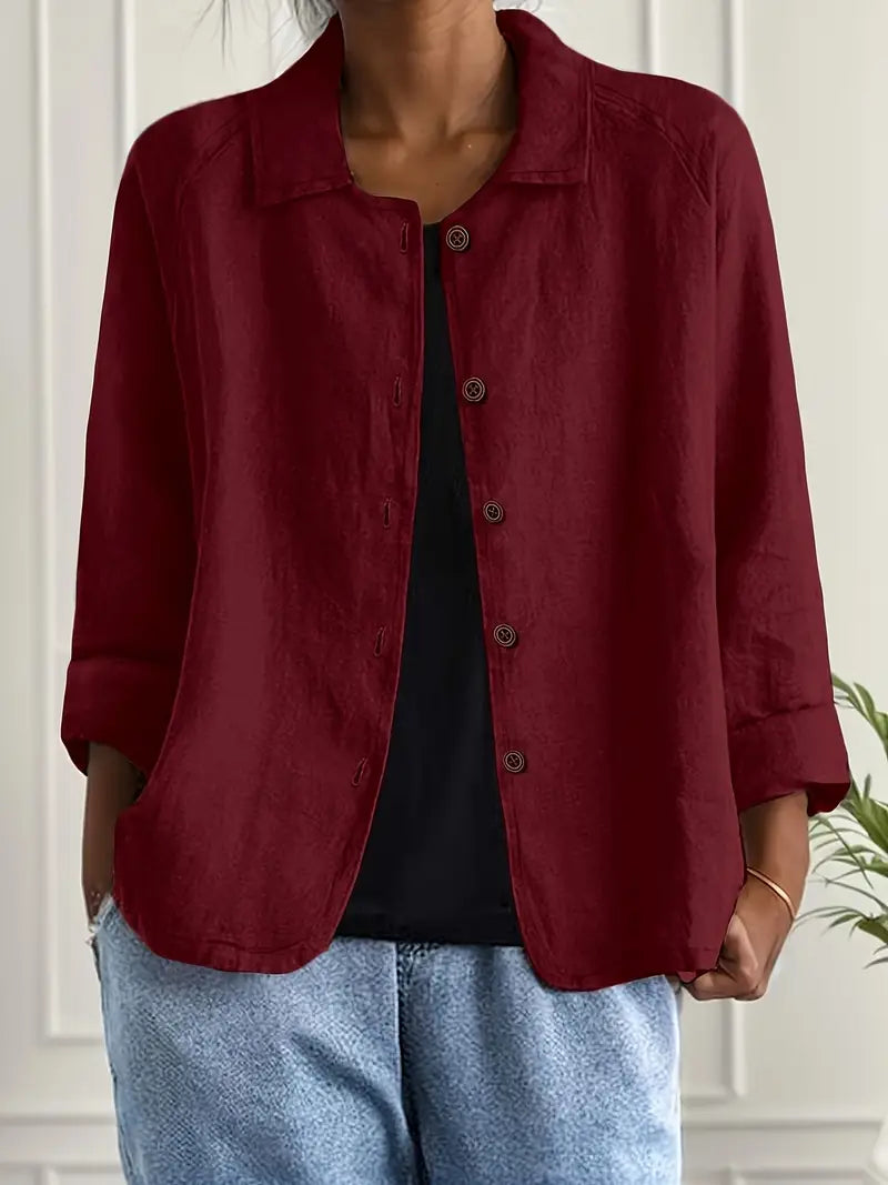 Danielle | Classic Button-Up Linen Jacket - Solfae