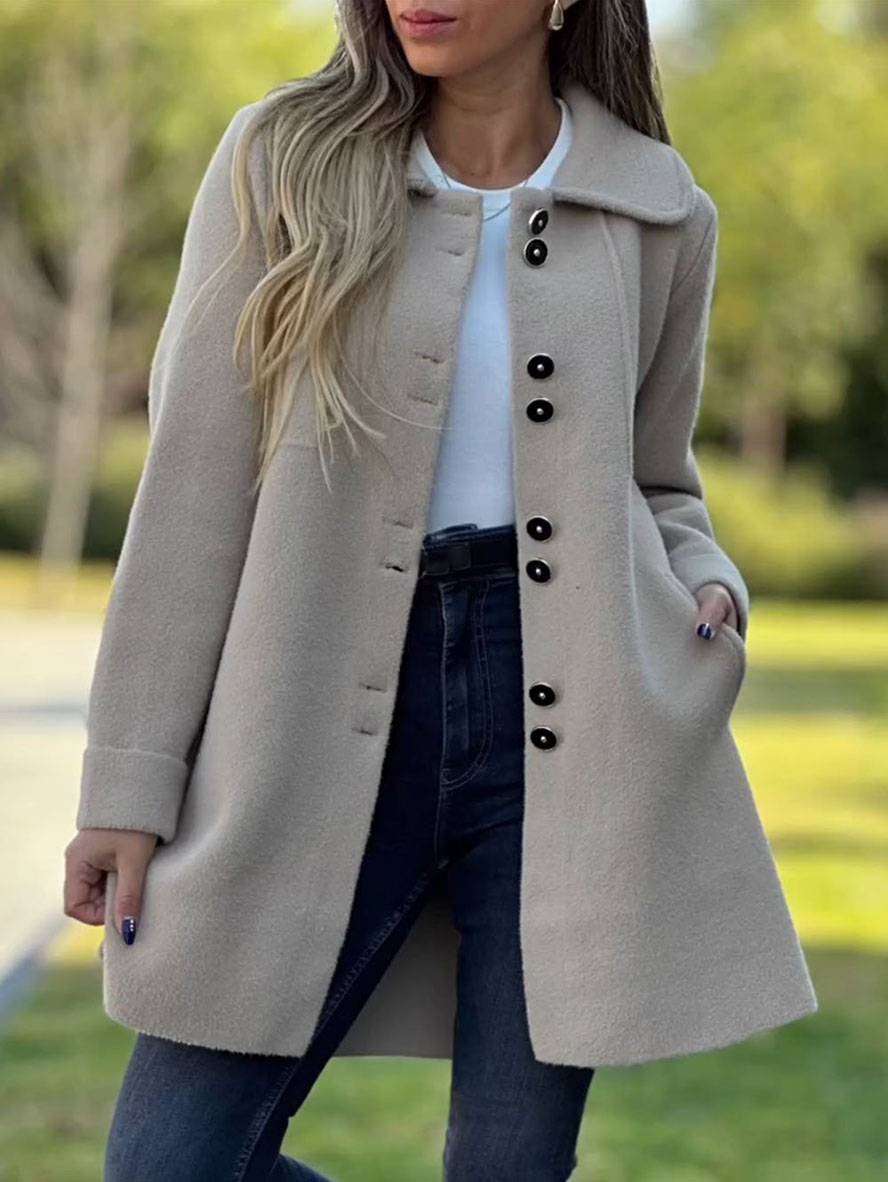 Danielle | Elegant Button-Front Wool Coat - Solfae