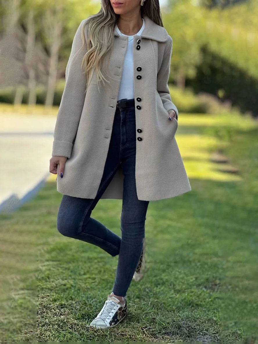 Danielle | Elegant Button-Front Wool Coat - Solfae