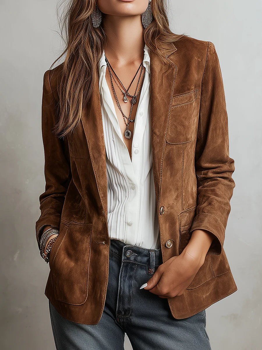 Danielle | Elegant Faux Suede Blazer - Solfae