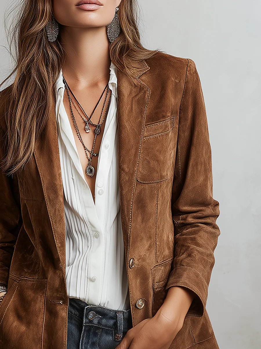 Danielle | Elegant Faux Suede Blazer - Solfae