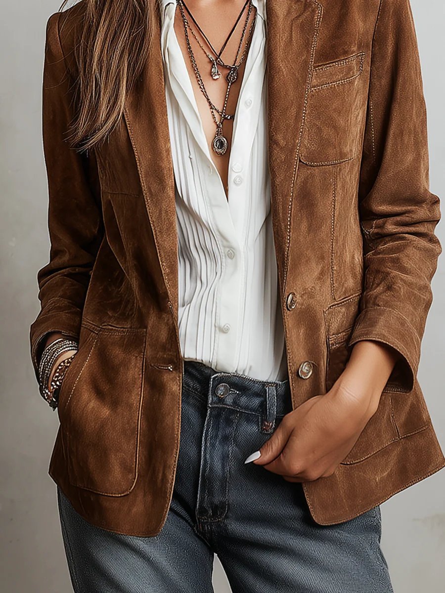 Danielle | Elegant Faux Suede Blazer - Solfae