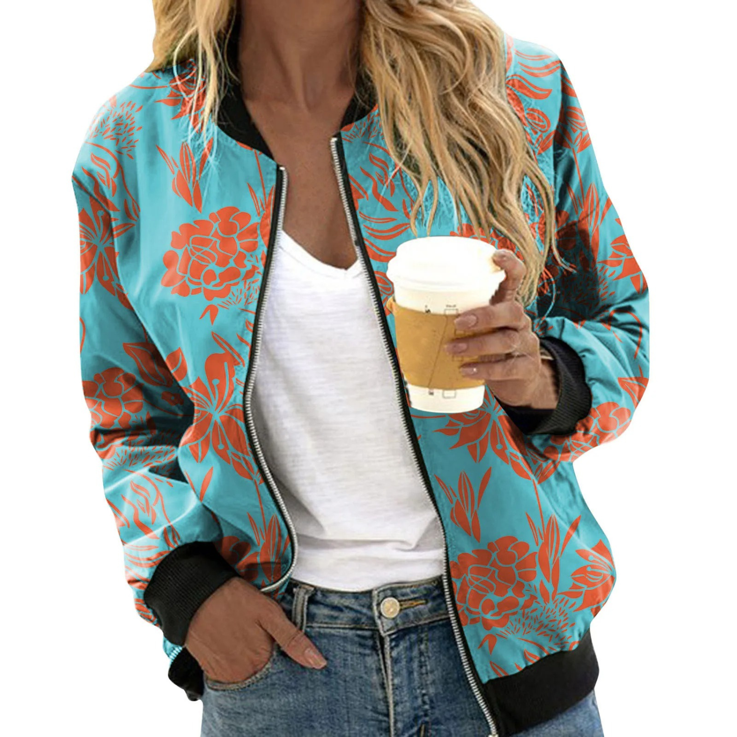 Danielle | Elegant Floral Bomber Jacket - Solfae