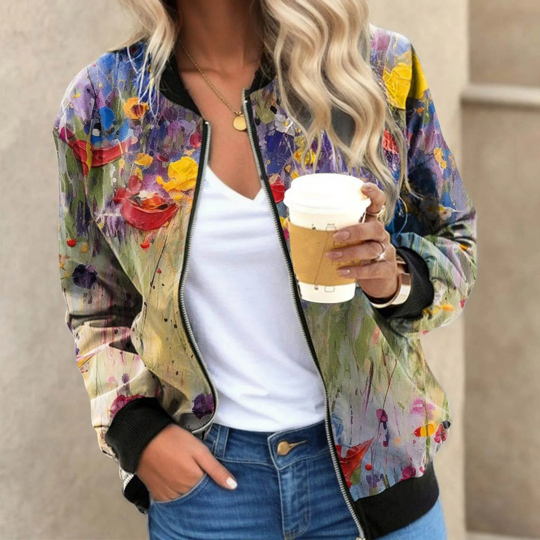 Danielle | Elegant Floral Bomber Jacket - Solfae