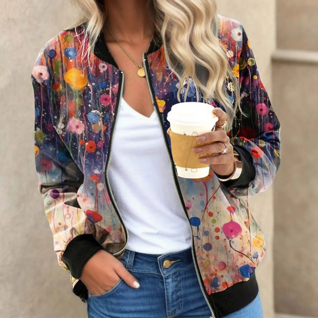 Danielle | Elegant Floral Bomber Jacket - Solfae
