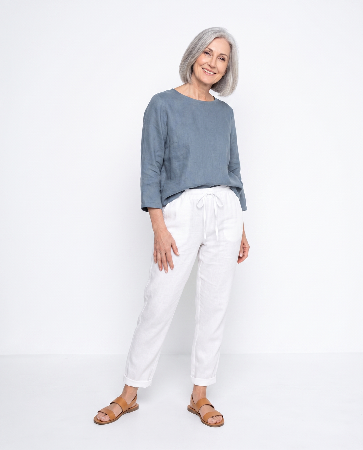 Danielle | Elegant Linen Drawstring Pants - Solfae