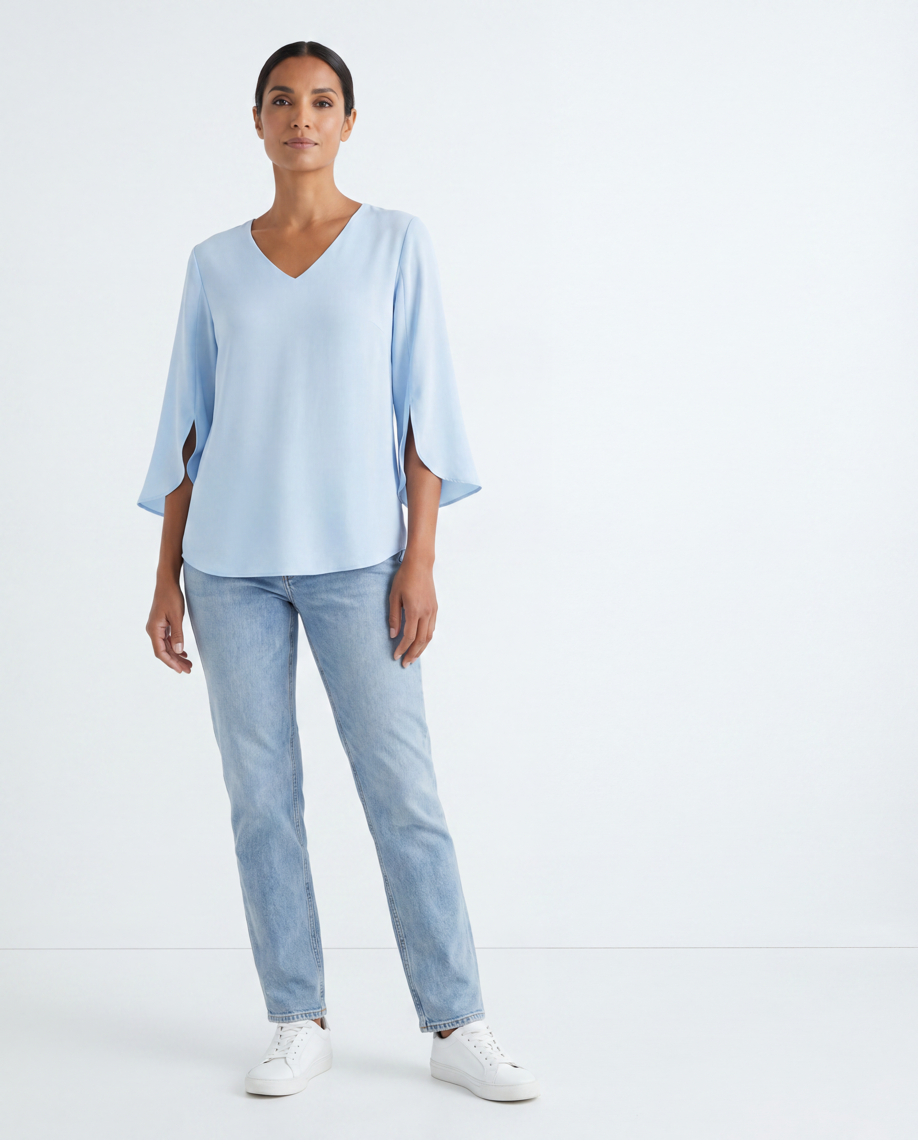 Danielle | Elegant V-Neck Split-Sleeve Blouse - Solfae