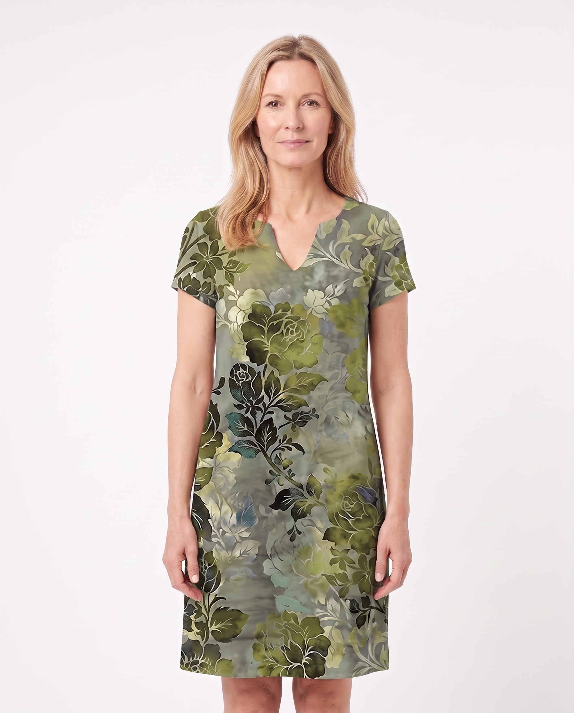 Danielle | Feminine Notch-Neck Midi Dress - Solfae