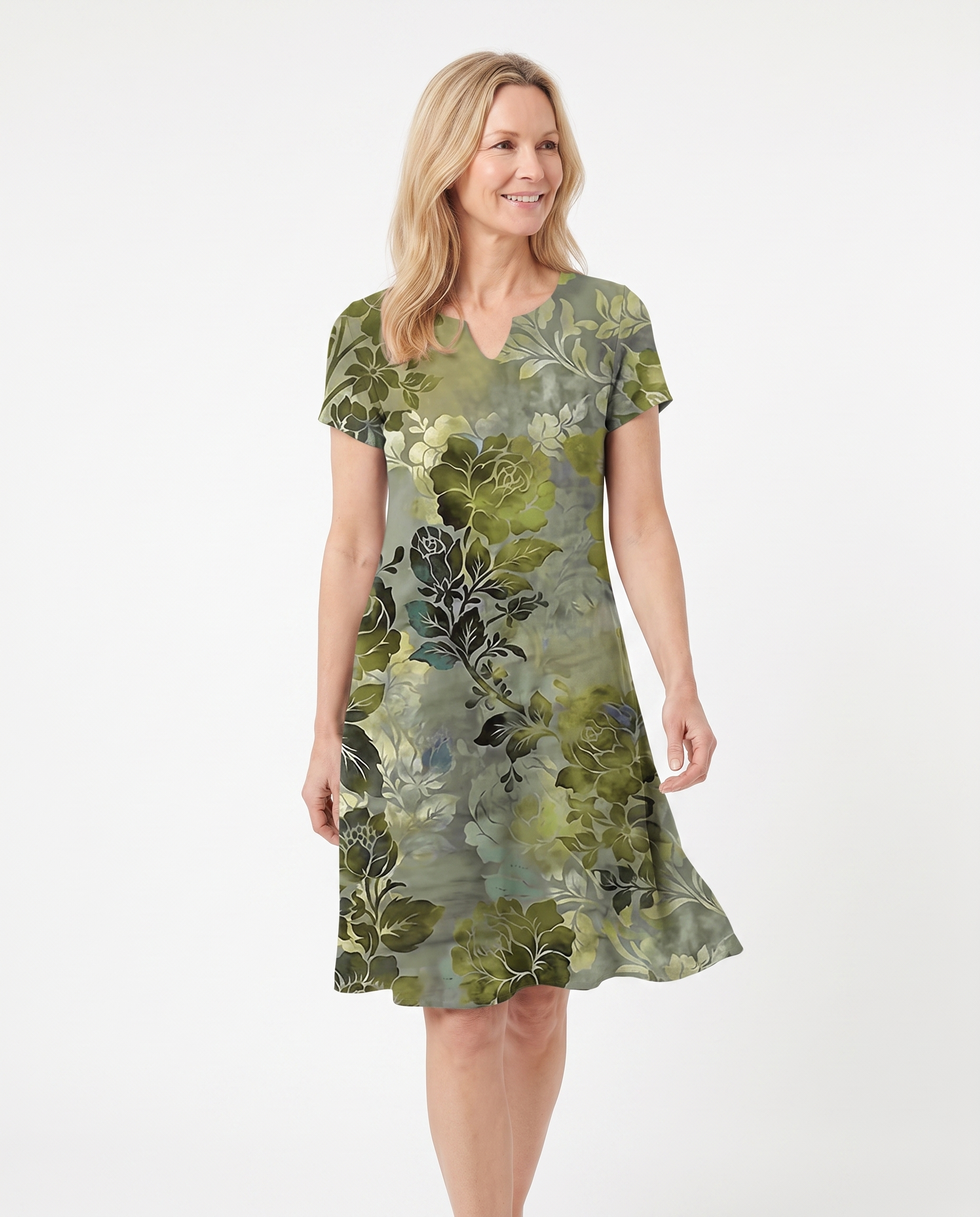 Danielle | Feminine Notch-Neck Midi Dress - Solfae