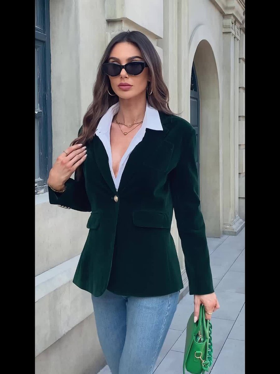 Elizabeth | Elegant Velvet Single-Breasted Blazer - Solfae