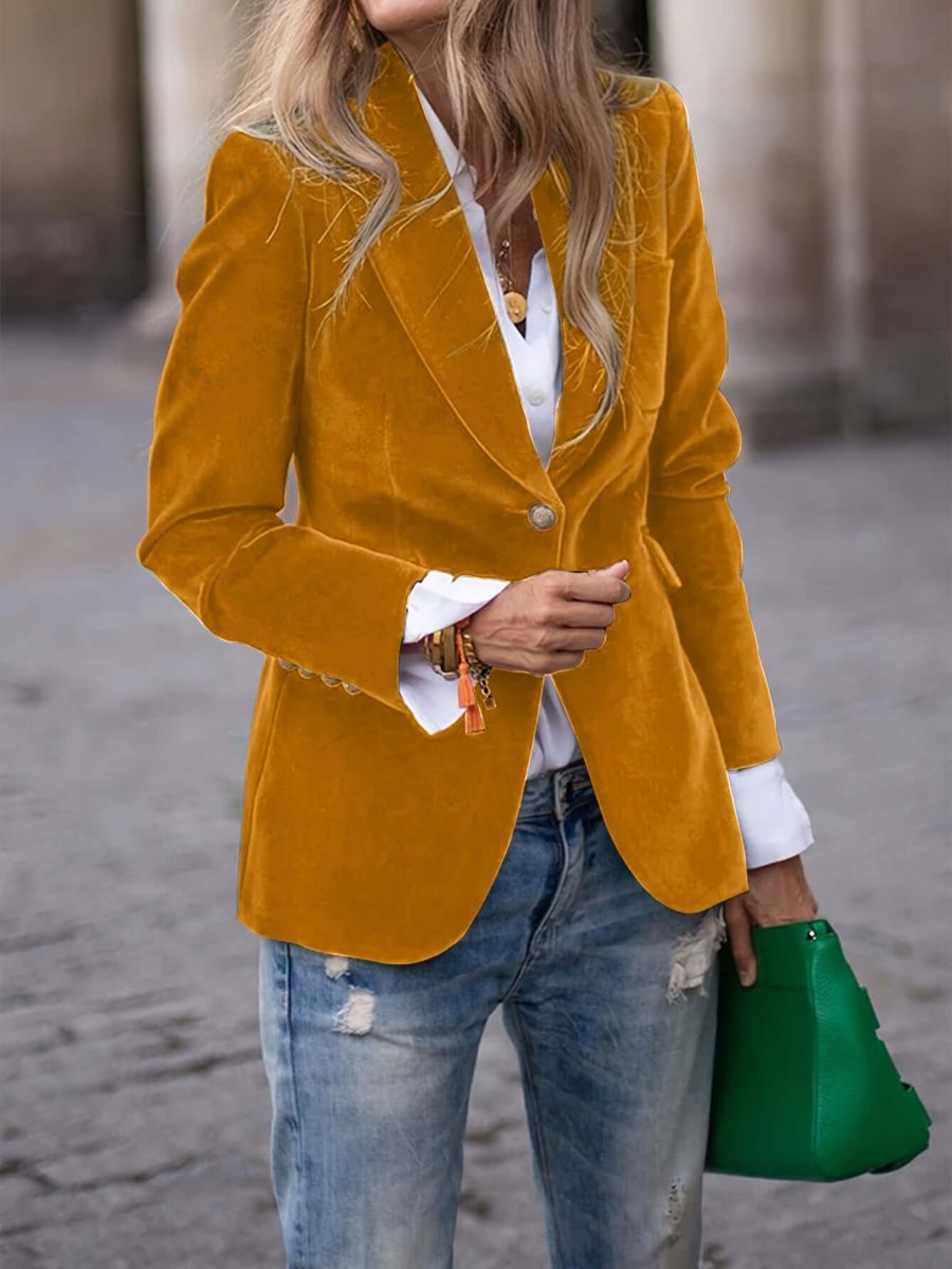 Elizabeth | Elegant Velvet Single-Breasted Blazer - Solfae
