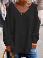 Emily | Elegant Oversized V-Neck Sweater - Solfae