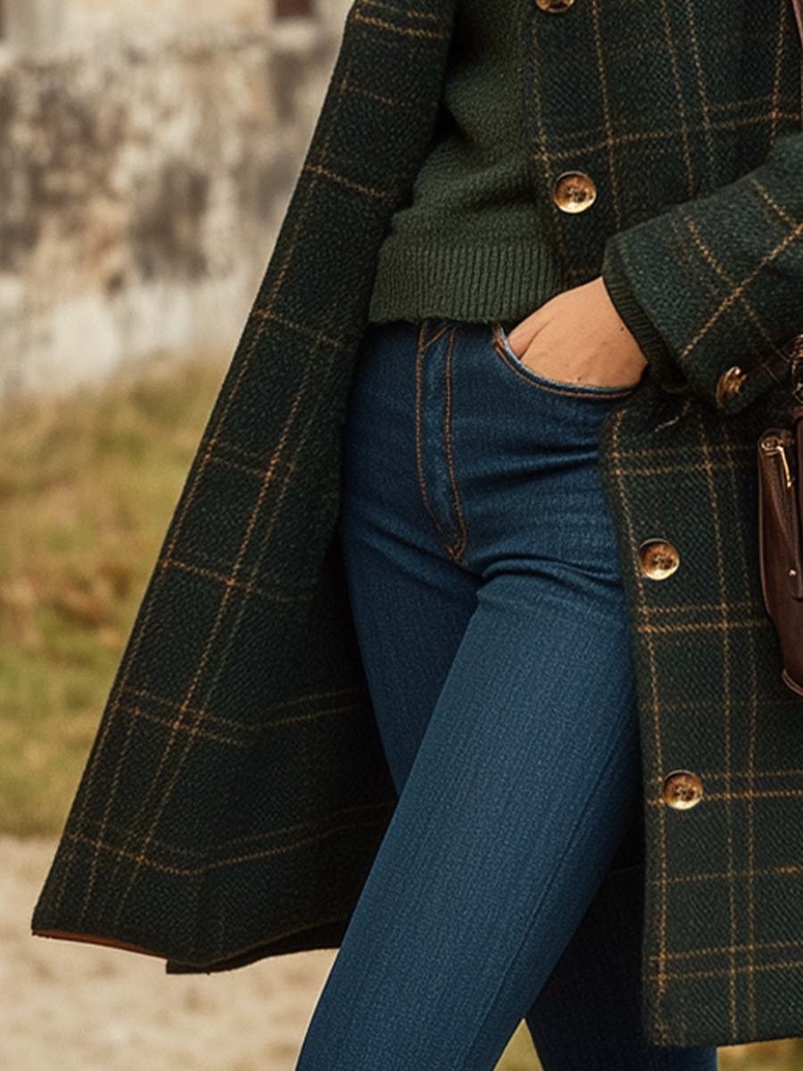 Emily | Elegant Windowpane Wool Coat - Solfae