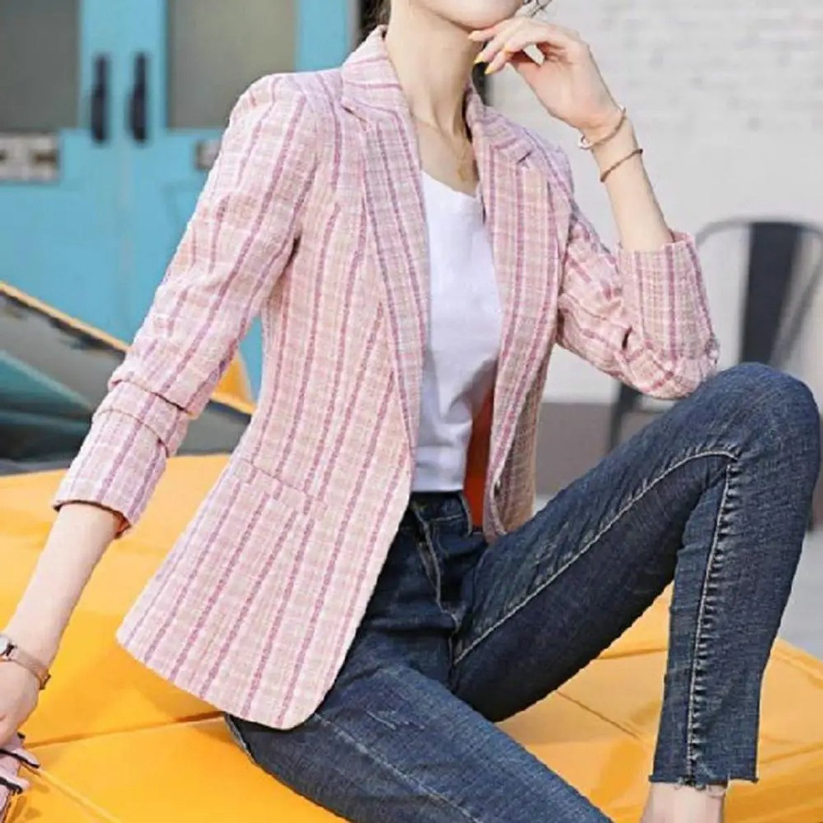 Emma | Elegant Plaid Tailored Blazer - Solfae